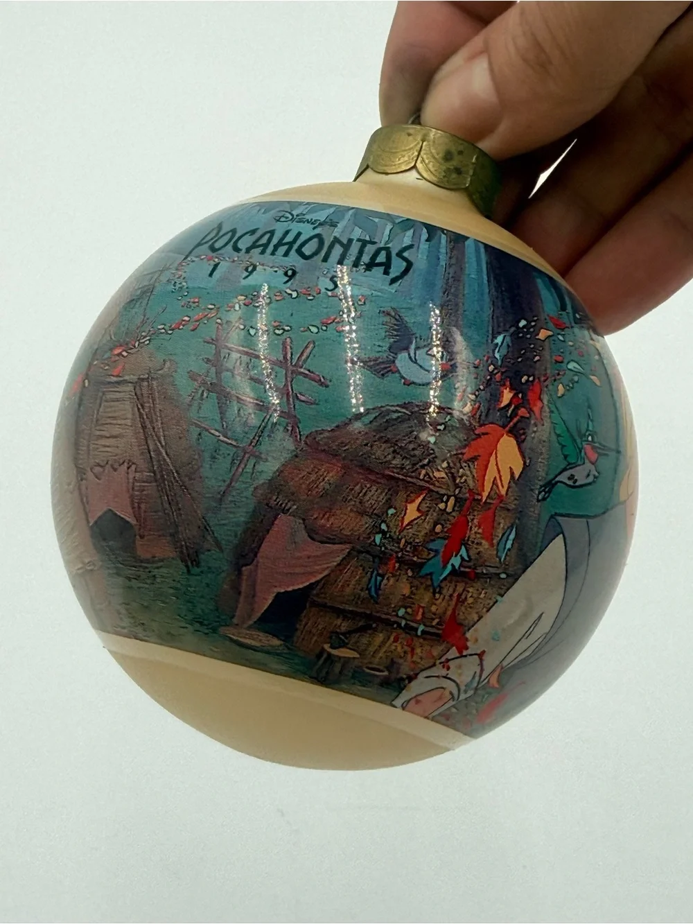 Vintage Disney Store Pocahontas Glass Christmas Ball Ornament 1995 Original Box